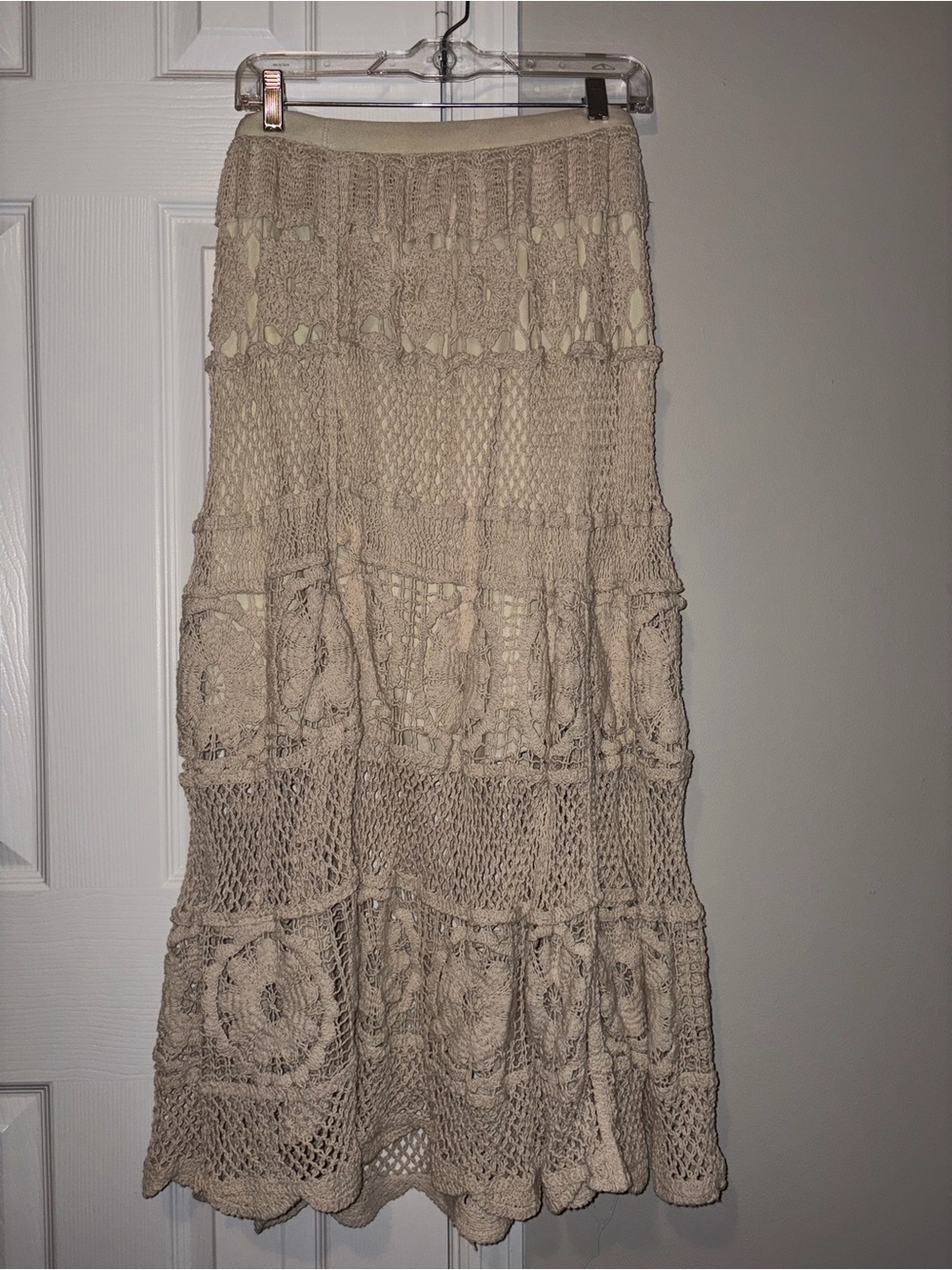 Beige Crochet Maxi Skirt - Women